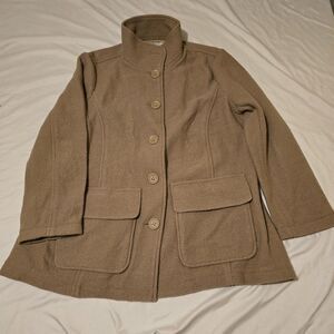 L.L. Bean Pea Coat 100% Bellandi Italian Wool Beige Women’s 1X